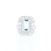 Vintage  ring in 14k white gold, aquamarine and diamonds - 360 thumbnail