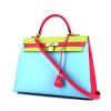 Hermes Kelly 35 cm handbag in Aztec Blue, apple green and Rose Tyrien epsom leather - 00pp thumbnail