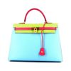 Hermes Kelly 35 cm handbag in Aztec Blue, apple green and Rose Tyrien epsom leather - 360 thumbnail