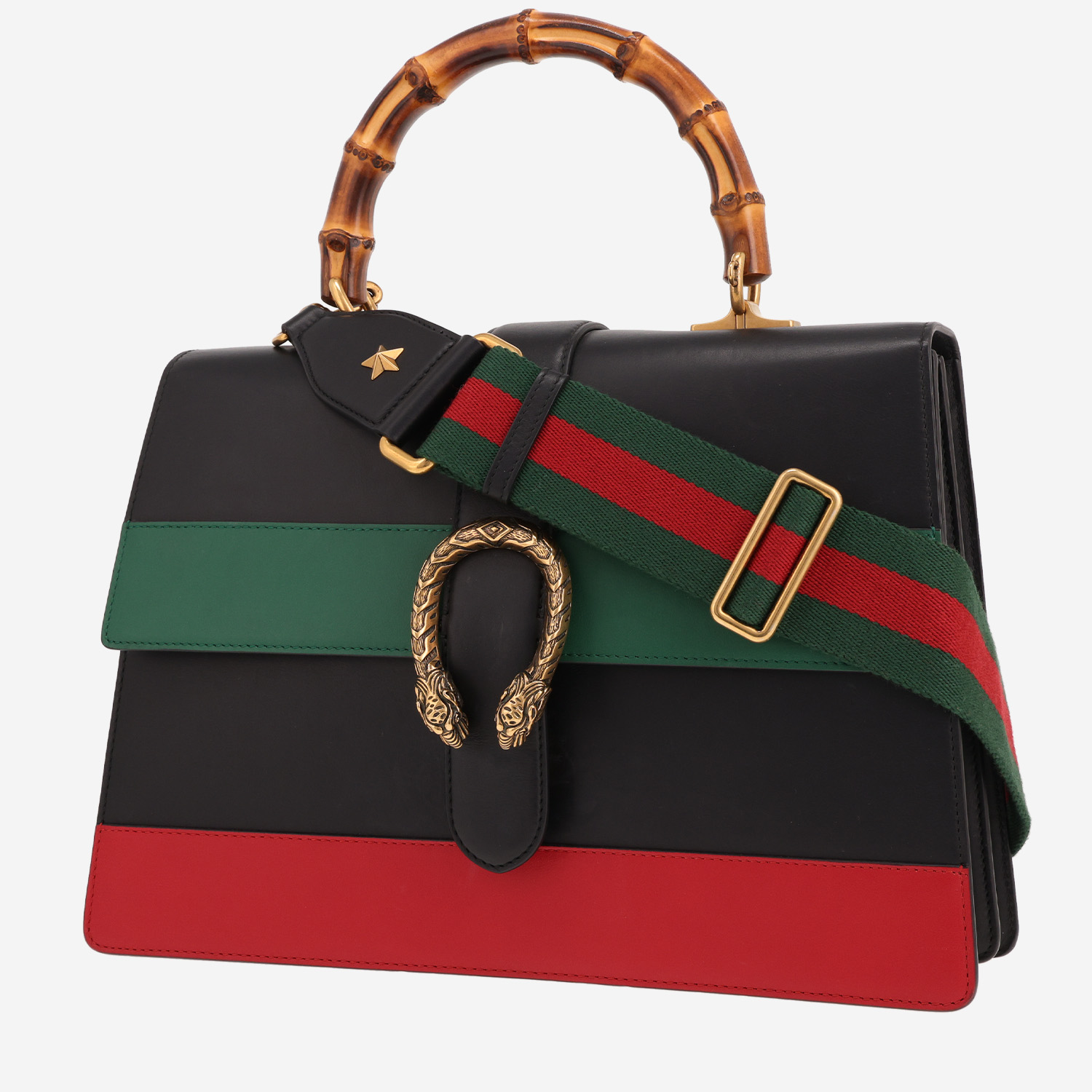 Gucci Dionysus shoulder bag in black, green and red leather