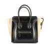 Celine  Luggage Micro handbag  in black leather  and beige suede - 360 thumbnail