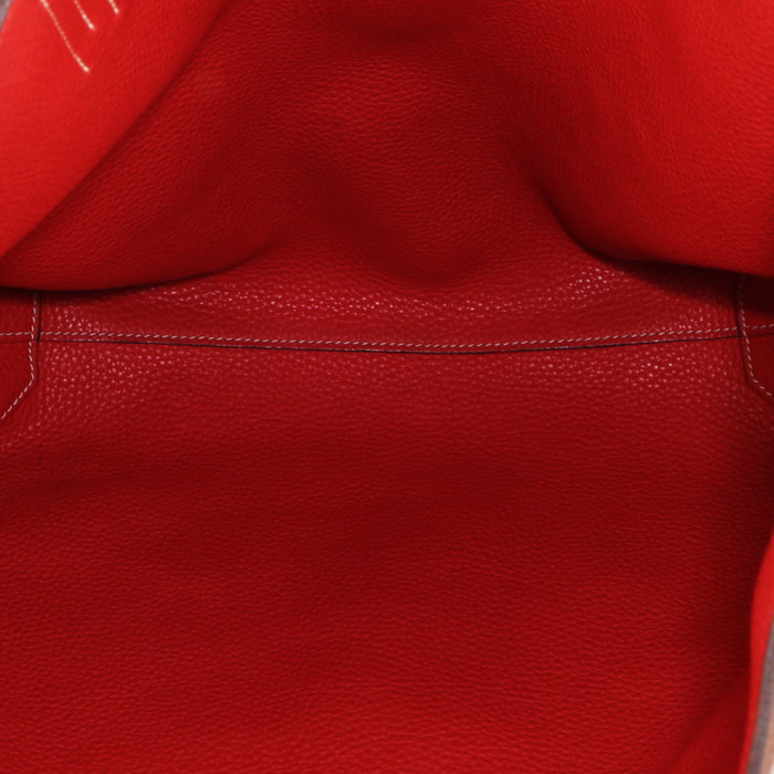 Bolso Cabás Hermes Double Sens en cuero bicolor color oro y rojo - Detail D2