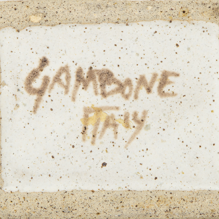 Bruno Gambone, vase bottle, in enamelled and engraved stoneware, signed, from the 1980's