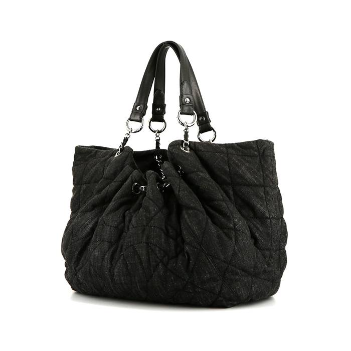 Chanel   shopping bag  in black denim canvas - 00pp