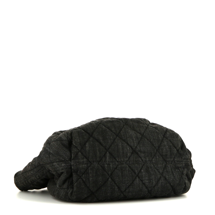 Chanel   shopping bag  in black denim canvas - Detail D4