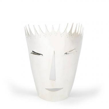 Gio Ponti 
Lino Sabattini, masque "Il Diavolo", en métal argenté, plié et perforé, de 1978