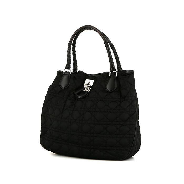 Auth.Vtg Christian Dior black canvas leather speedy satchel handbag tote  France