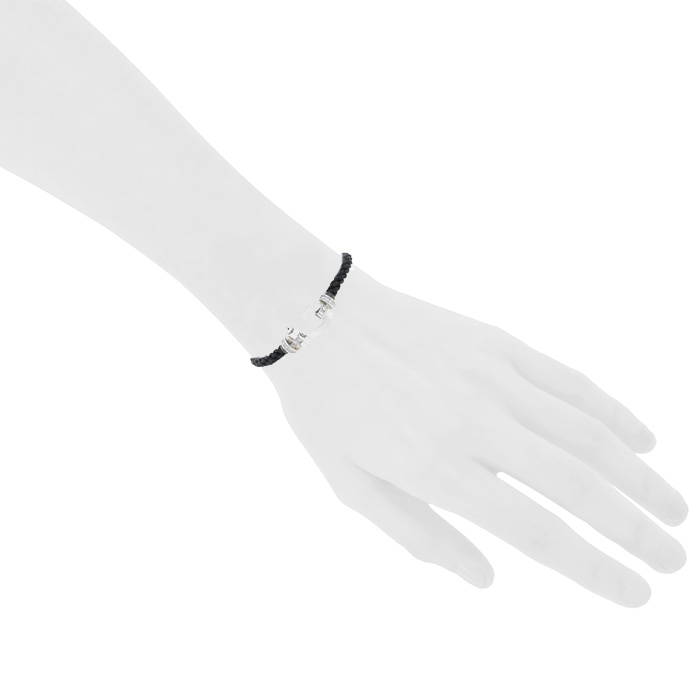 Bracciale Fred Force 10 in oro bianco,  diamanti e nylon nero - Detail D1