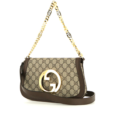 Bolso de mano Gucci  Blondie en lona monogram beige y cuero marrón