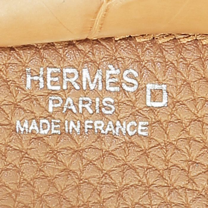 Sac à main Hermes Birkin 30 cm en cuir togo gold et crocodile gold - Detail D4