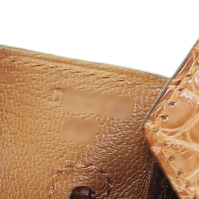 Sac à main Hermes Birkin 30 cm en cuir togo gold et crocodile gold - Detail D5