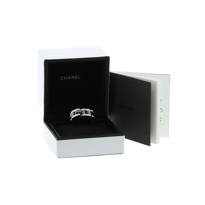 Flexible Chanel Ultra small model ring in white gold, ceramic and diamonds - Detail D2
