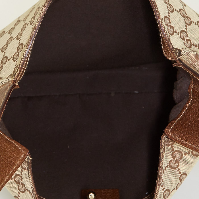 Sac à main Gucci Jackie vintage en toile monogram grise et cuir marron - Detail D2