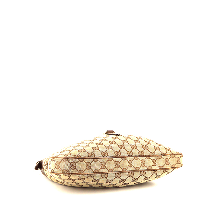 Bolso de mano Gucci Jackie vintage en lona Monogram gris y cuero marrón - Detail D4