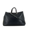 Chanel Shopping shopping bag in navy blue quilted leather - 360 thumbnail