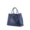 Prada Double shopping bag in blue leather saffiano - 00pp thumbnail