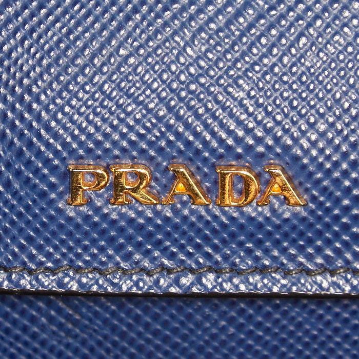 Sac cabas Prada Double en cuir saffiano bleu - Detail D4