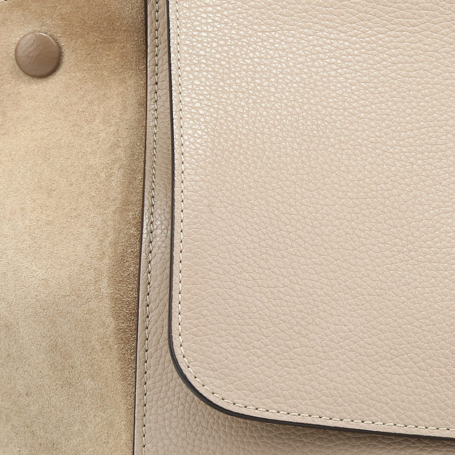 Bolso de mano Celine  Trapeze modelo mediano  en cuero beige y ante beige - Detail D1