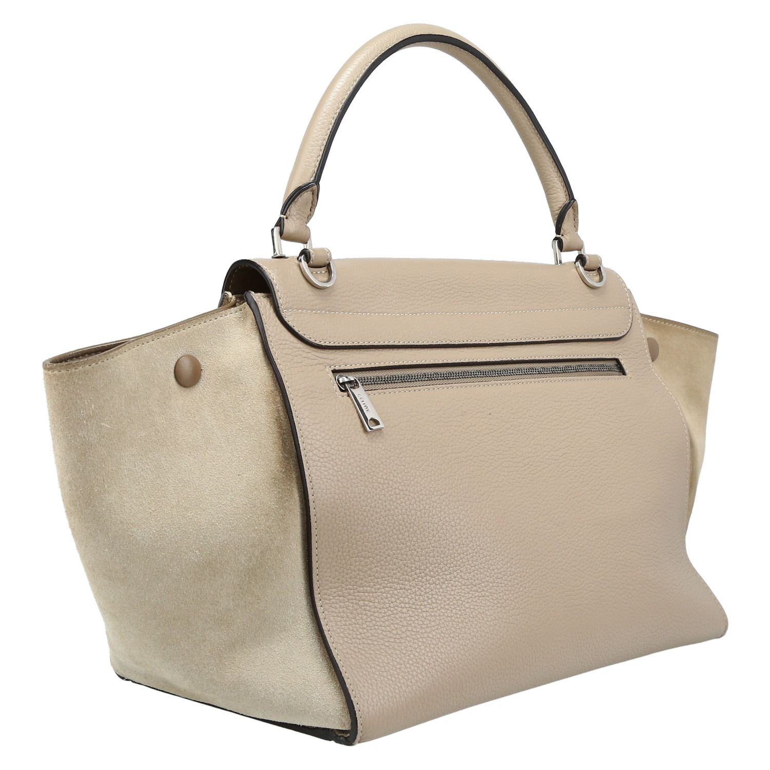 Celine  Trapeze medium model  handbag  in beige leather  and beige suede - Detail D6