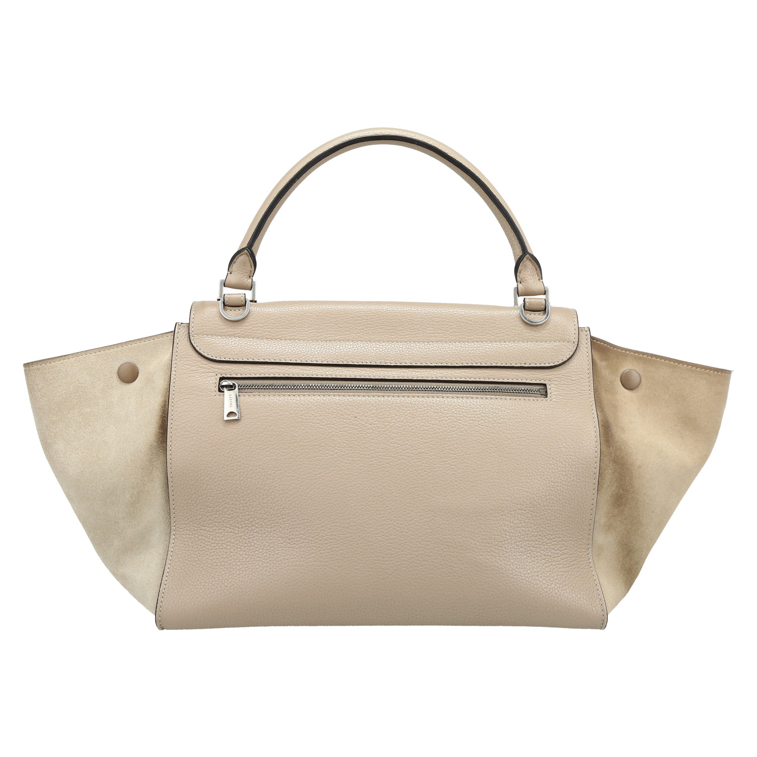 Celine  Trapeze medium model  handbag  in beige leather  and beige suede - Detail D7
