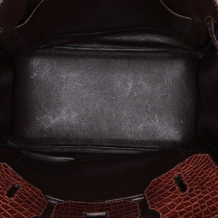 Bolso de mano Hermès  Haut à Courroies en aligátor marrón - Detail D2