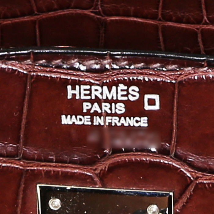 Sac à main Hermès  Haut à Courroies en alligator marron - Detail D3
