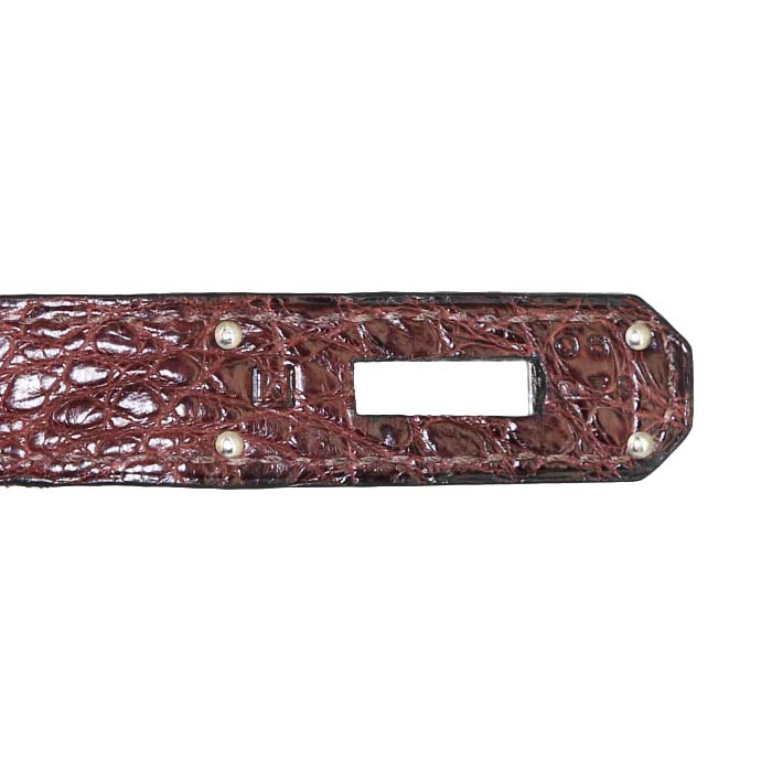 Hermès  Haut à Courroies handbag  in brown alligator - Detail D4