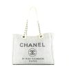 Shopping bag Chanel  Deauville in tela blu e pelle beige - 360 thumbnail