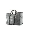 Shopping bag Chanel  Deauville in tela grigia e pelle nera - 00pp thumbnail