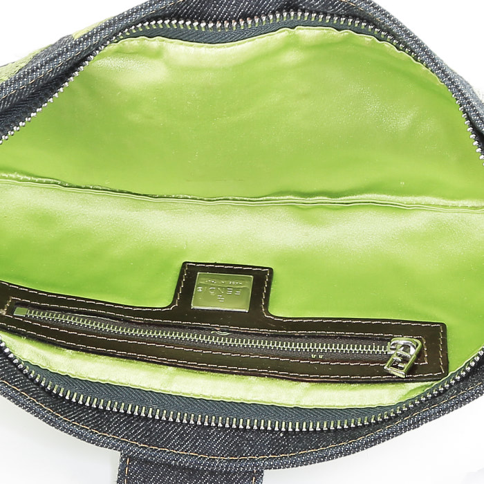 Borsa a tracolla Fendi Baguette in tela denim blu scuro a fiori - Detail D2