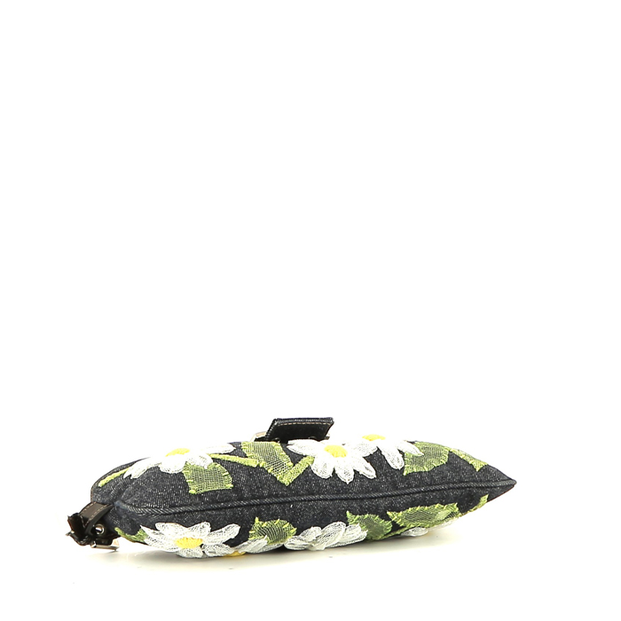 Fendi Baguette shoulder bag in dark blue denim canvas - Detail D4