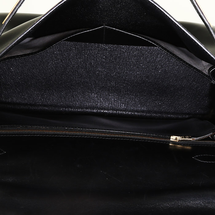 Bolso de mano Hermes Kelly 32 cm en cuero box negro - Detail D3