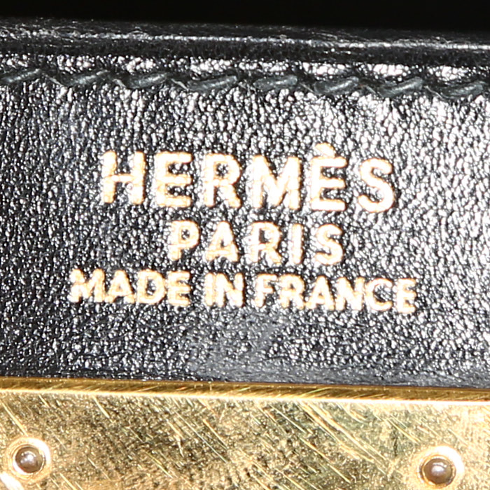 Sac à main Hermes Kelly 32 cm en cuir box noir - Detail D4