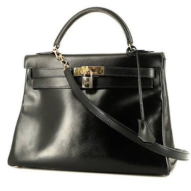 Great Condition Hermes 32cm Black Box Leather Shoulder Kelly