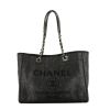 Bolso 24 horas Chanel Deauville en lona negra y cuero negro - 360 thumbnail