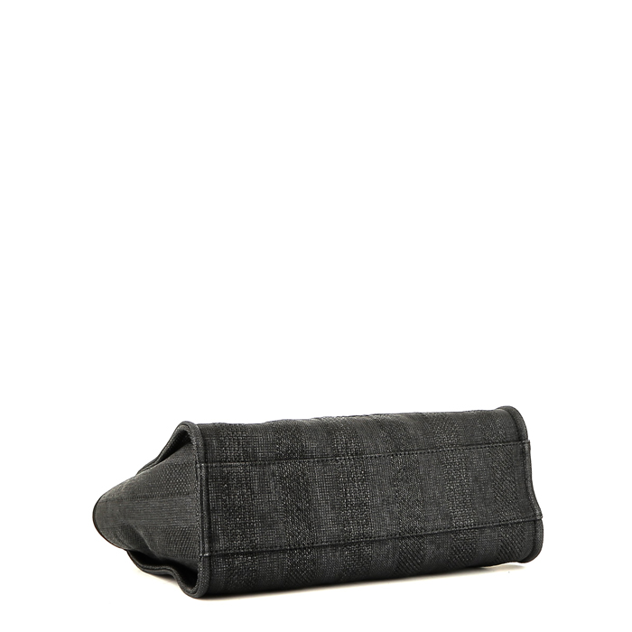 Chanel Deauville 24 hours bag  in black canvas  and black leather - Detail D4