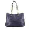 Bottega Veneta  Tote shopping bag  in navy blue intrecciato leather - 360 thumbnail