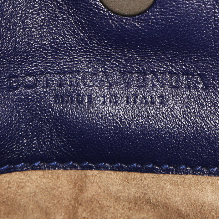 Shopping bag Bottega Veneta Tote in pelle intrecciata blu marino - Detail D3