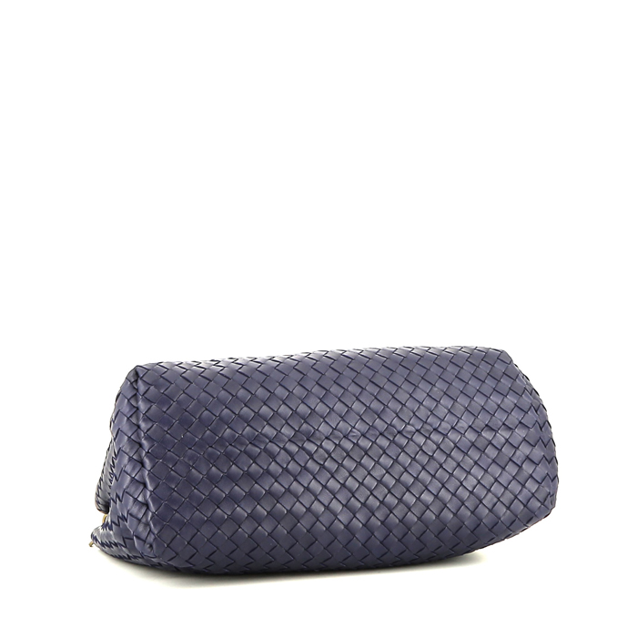 Shopping bag Bottega Veneta Tote in pelle intrecciata blu marino - Detail D4