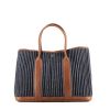 Hermes Garden shopping bag in dark blue denim canvas and brown leather - 360 thumbnail