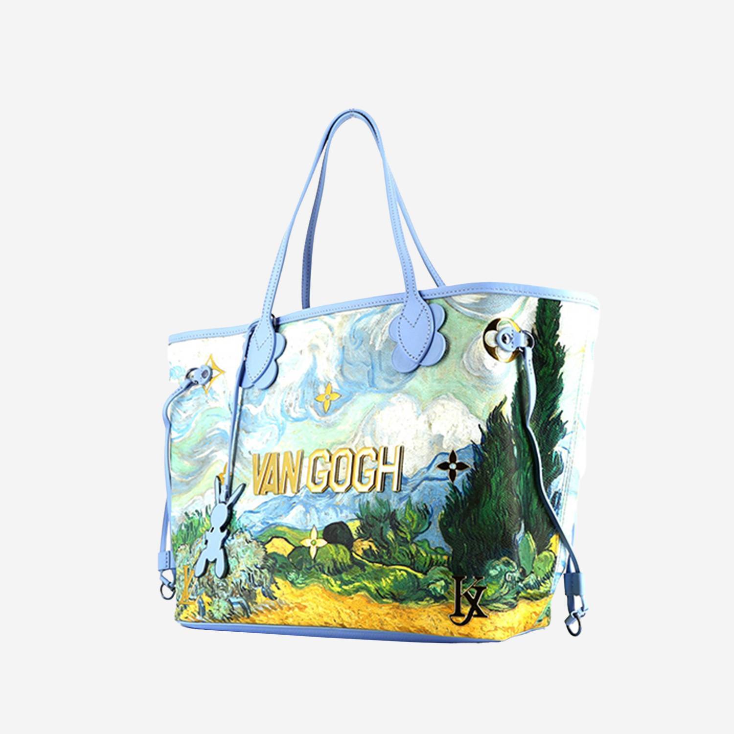 Louis Vuitton  Neverfull Editions Limitées shopping bag  canvas  and blue leather Louis Vuitton  Neverfull Editions Limitées shopping bag  canvas  and blue leather