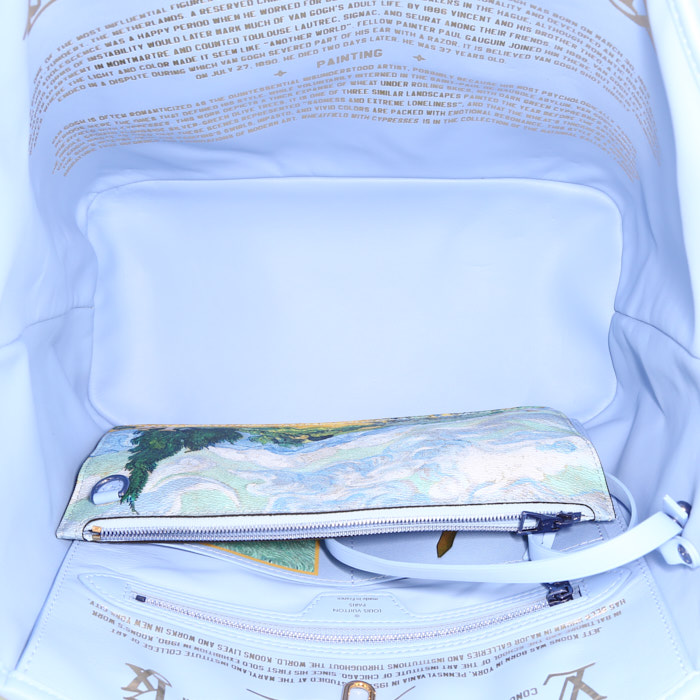 Louis Vuitton  Neverfull Editions Limitées shopping bag  canvas  and blue leather - Detail D2