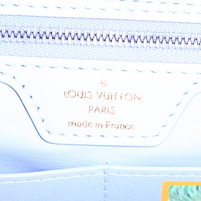 Louis Vuitton  Neverfull Editions Limitées shopping bag  canvas  and blue leather - Detail D3