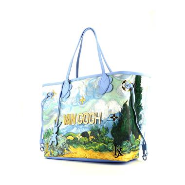Sac cabas Louis Vuitton  Neverfull Editions Limitées Jeff Koons en toile et cuir bleu