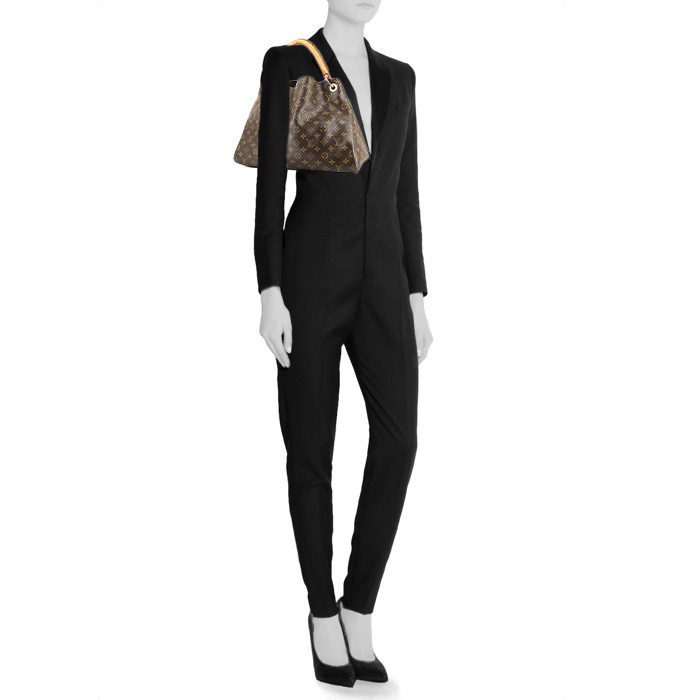 Borsa Louis Vuitton Artsy in tela monogram marrone e pelle naturale - Detail D1