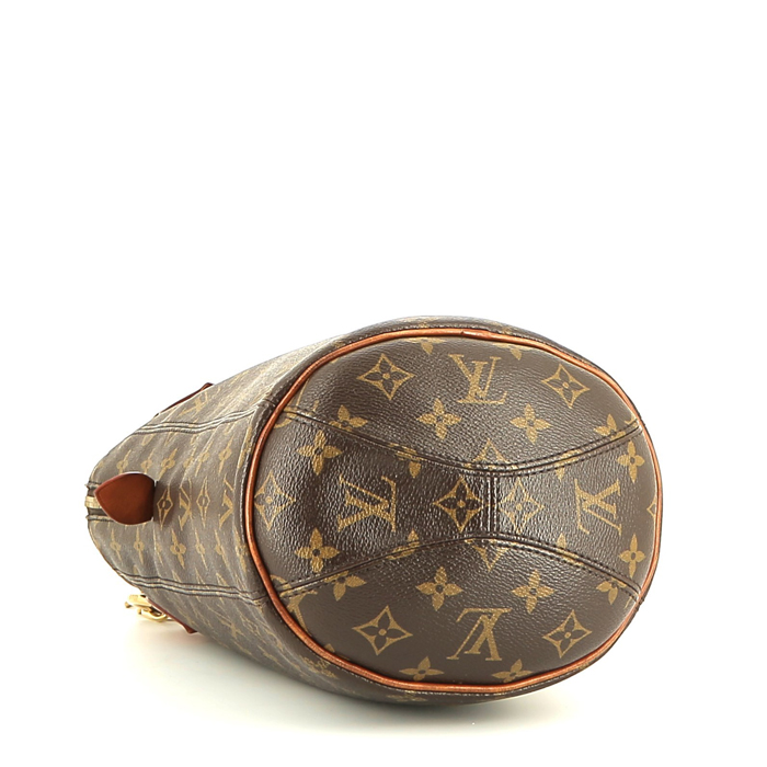 Louis Vuitton small model handbag in brown monogram canvas and natural leather - Detail D4