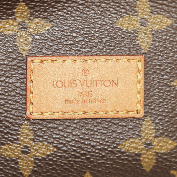 Borsa a tracolla Louis Vuitton Saumur in tela monogram cerata marrone e pelle naturale - Detail D3