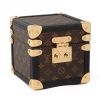 Louis Vuitton, "Vivienne" music box, in brown monogram canvas and black leather, finishes in brass, inside in microfiber, signed, of 2018 - Detail D1 thumbnail