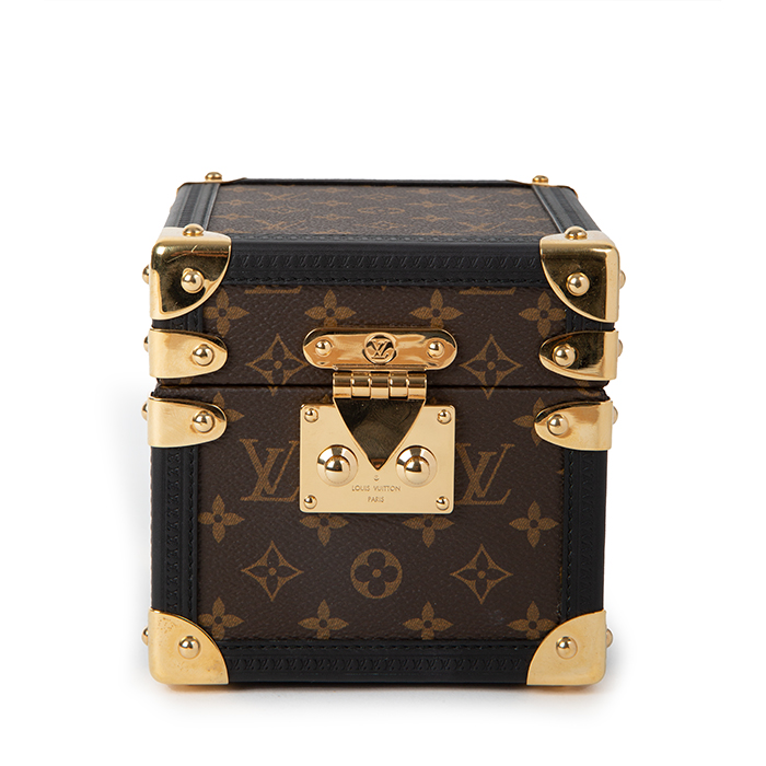 Louis Vuitton, "Vivienne" music box, in brown monogram canvas and black leather, finishes in brass, inside in microfiber, signed, of 2018 - Detail D3