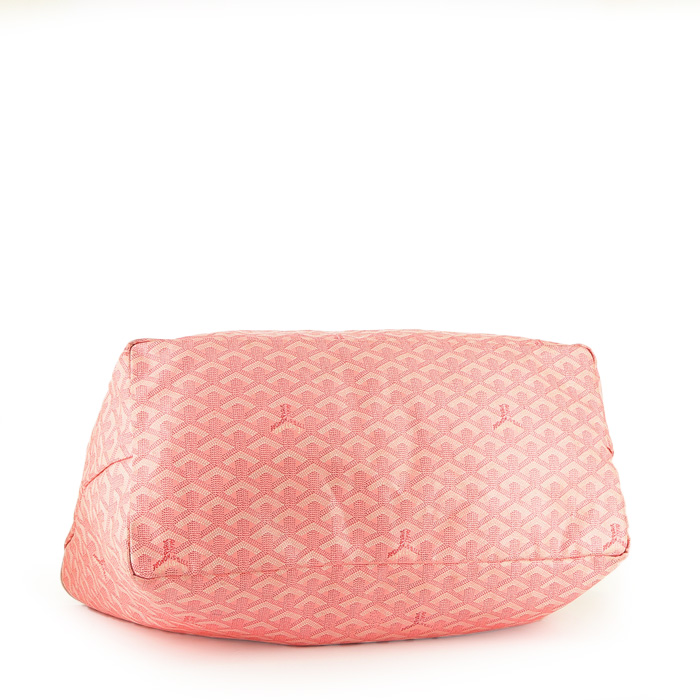 Goyard  Saint-Louis large model  shopping bag  in pink Goyard canvas  and pink leather - Detail D4